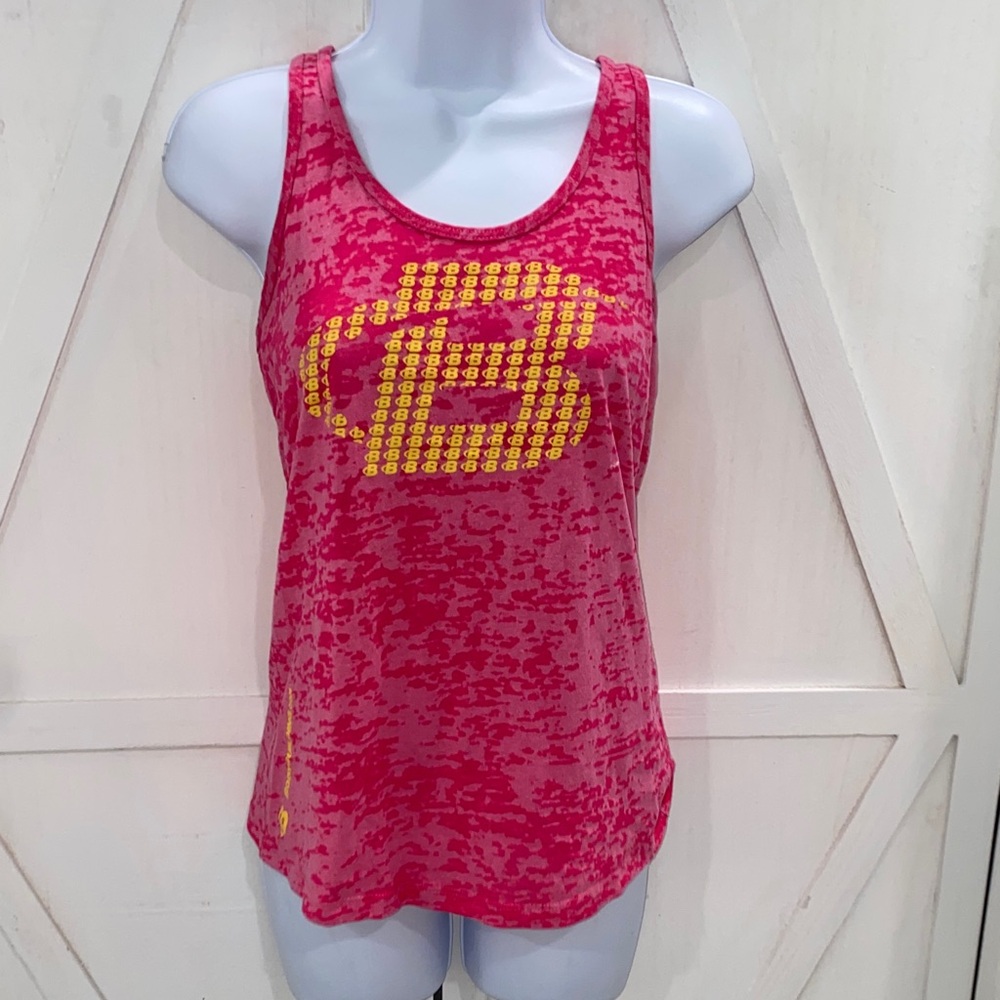Bodybuilding Core Series Vibrant Pink and Yellow Women's Tank Top Size Medium